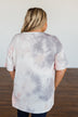 Love Awaits Muted Tie Dye Top- Coral & Grey
