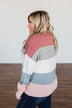 Heart's Desire Color Block Sweater- Mauve, Grey, & Denim Blue
