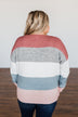 Heart's Desire Color Block Sweater- Mauve, Grey, & Denim Blue