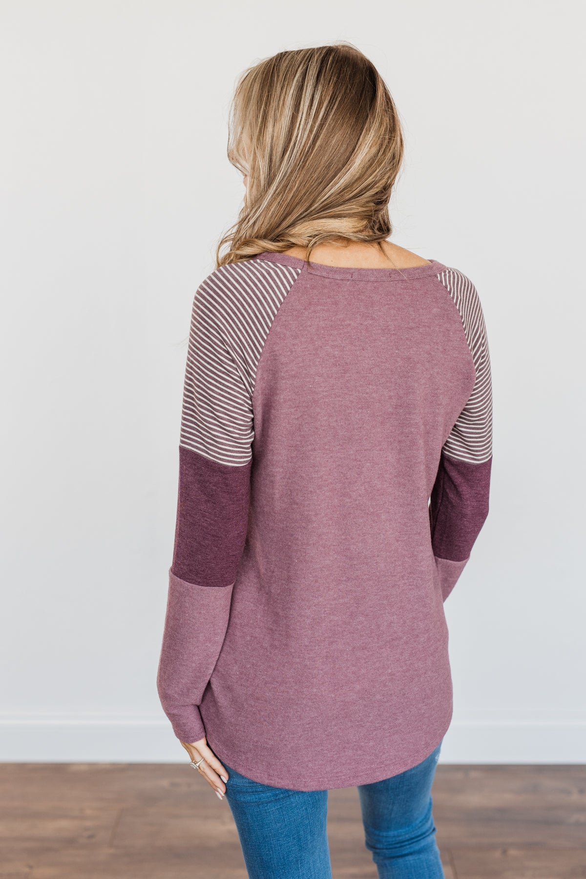 Compliment Me Striped Color Block Top- Dark Lavender