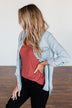 Can't Contain Myself Chambray Top- Light Denim