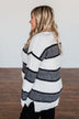 Oh So Soft Striped Knit Sweater- White