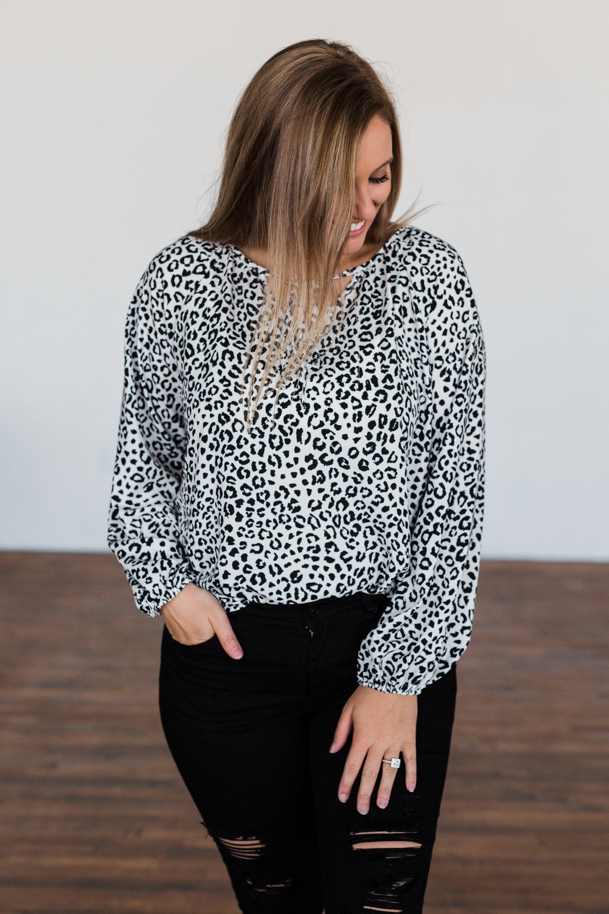 Love of the Wild Leopard Print Blouse- Off White