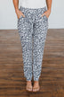 Morning Air Leopard Print Joggers- Charcoal