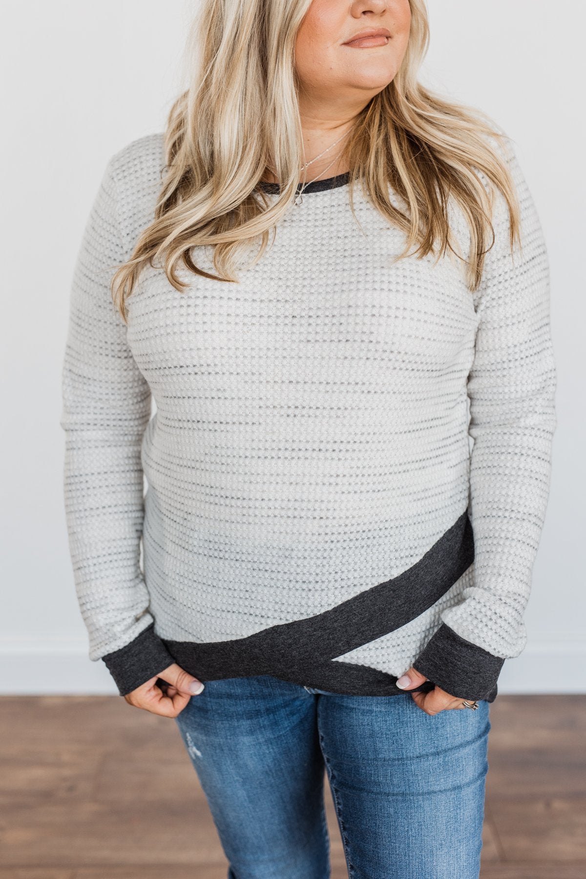 Autumn Days Are Here To Stay Waffle Knit Top- Ivory