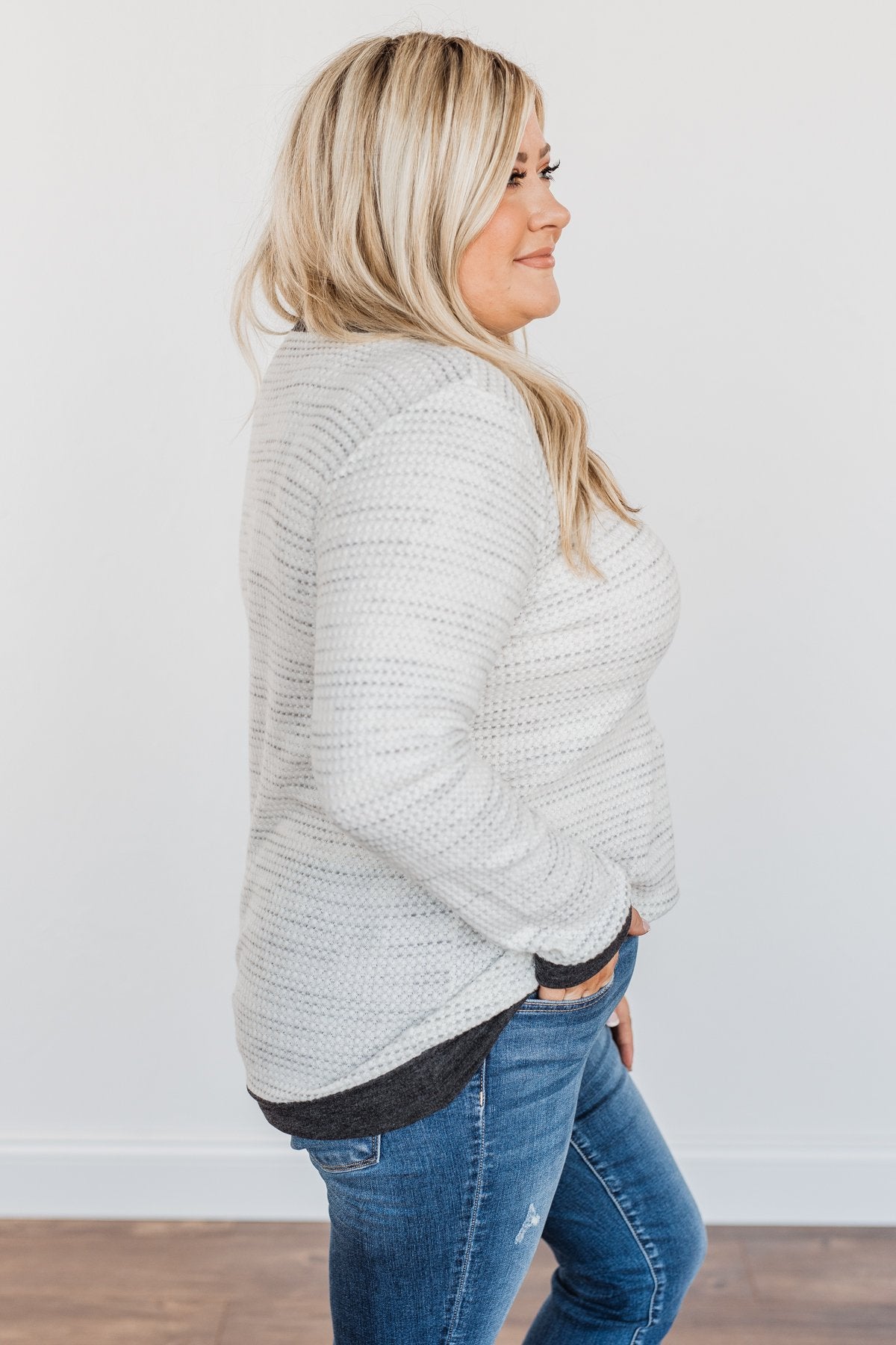 Autumn Days Are Here To Stay Waffle Knit Top- Ivory