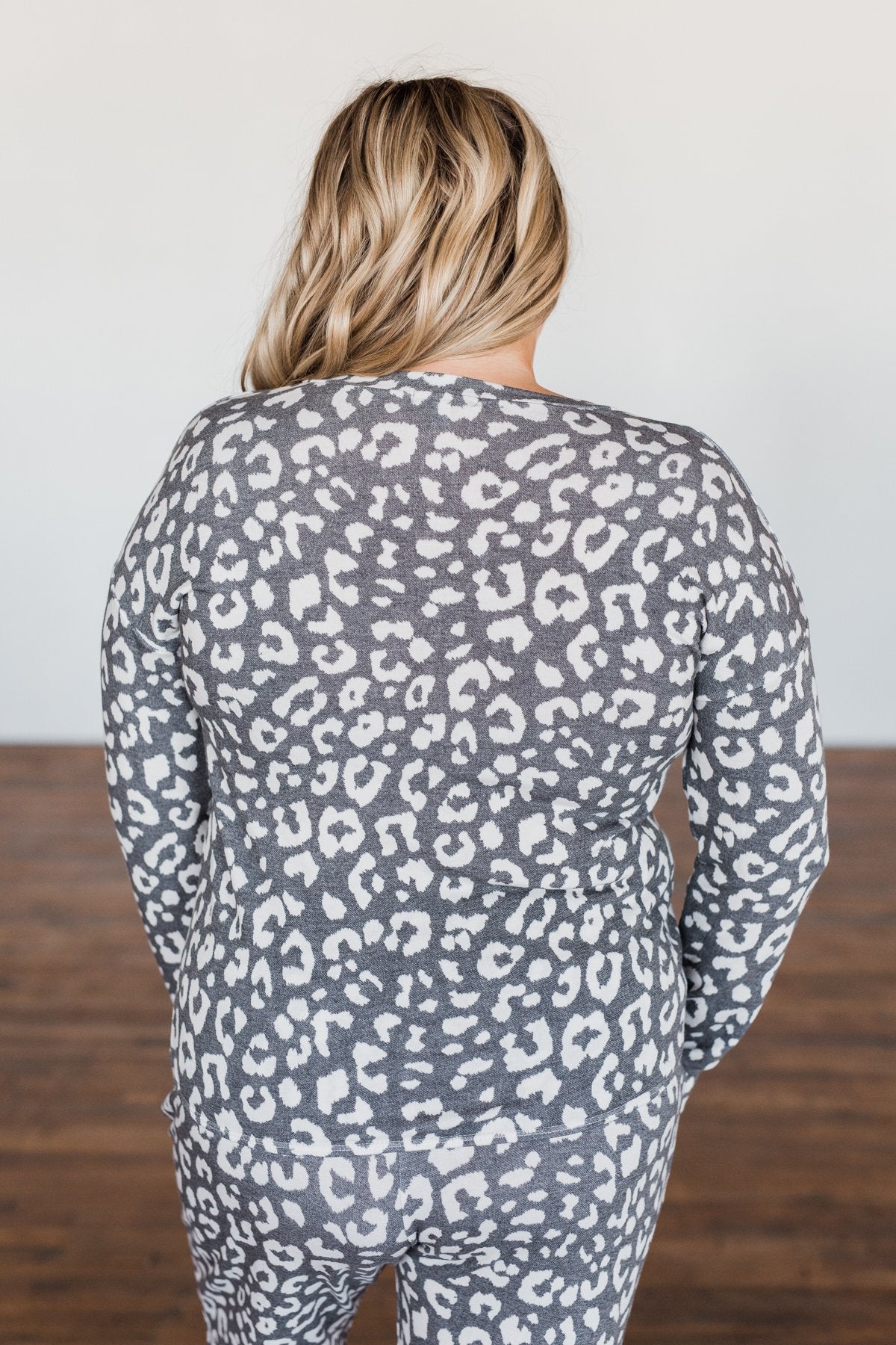 Make My Day Leopard Lounge Top- Charcoal