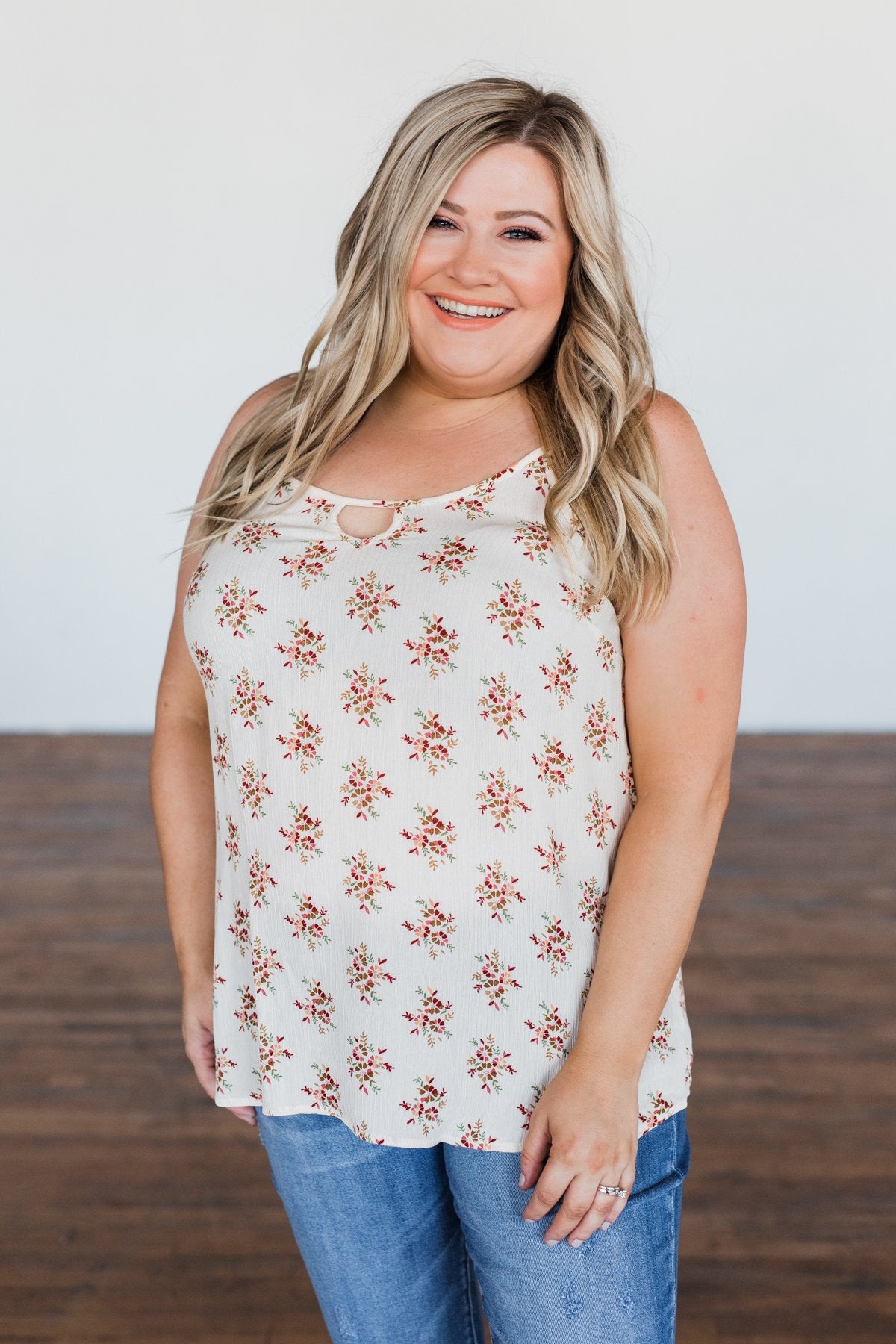 Dance To The Rhythm Floral Tank Top- Cream