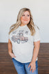 "Keep On Truckin" Leopard Truck Graphic Tee- Oatmeal
