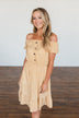 Swirl Into Season Off The Shoulder Dress- Mustard