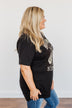 "Rock And Roll, Stay True" Graphic Top- Black