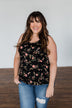 Let's Begin Again Floral Tank Top- Black