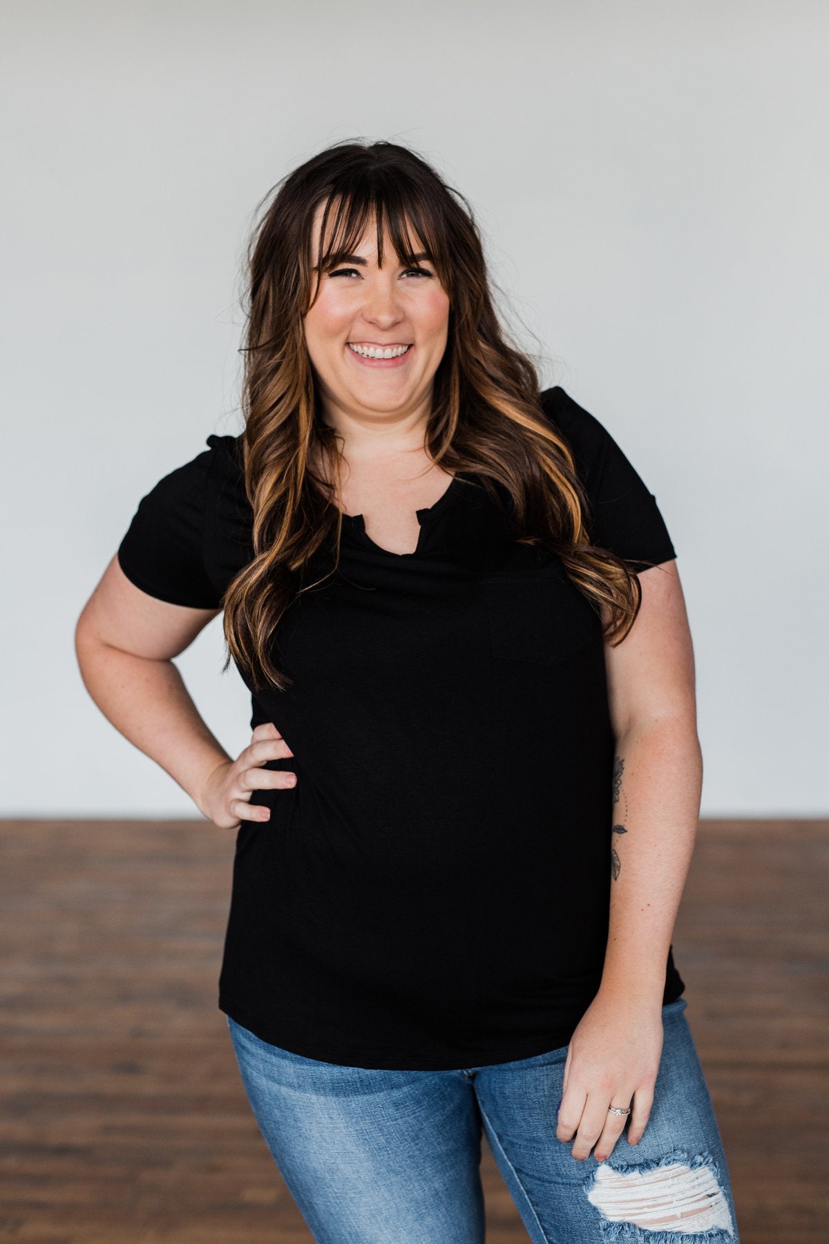 This Is Me Notch Pocket Top- Black