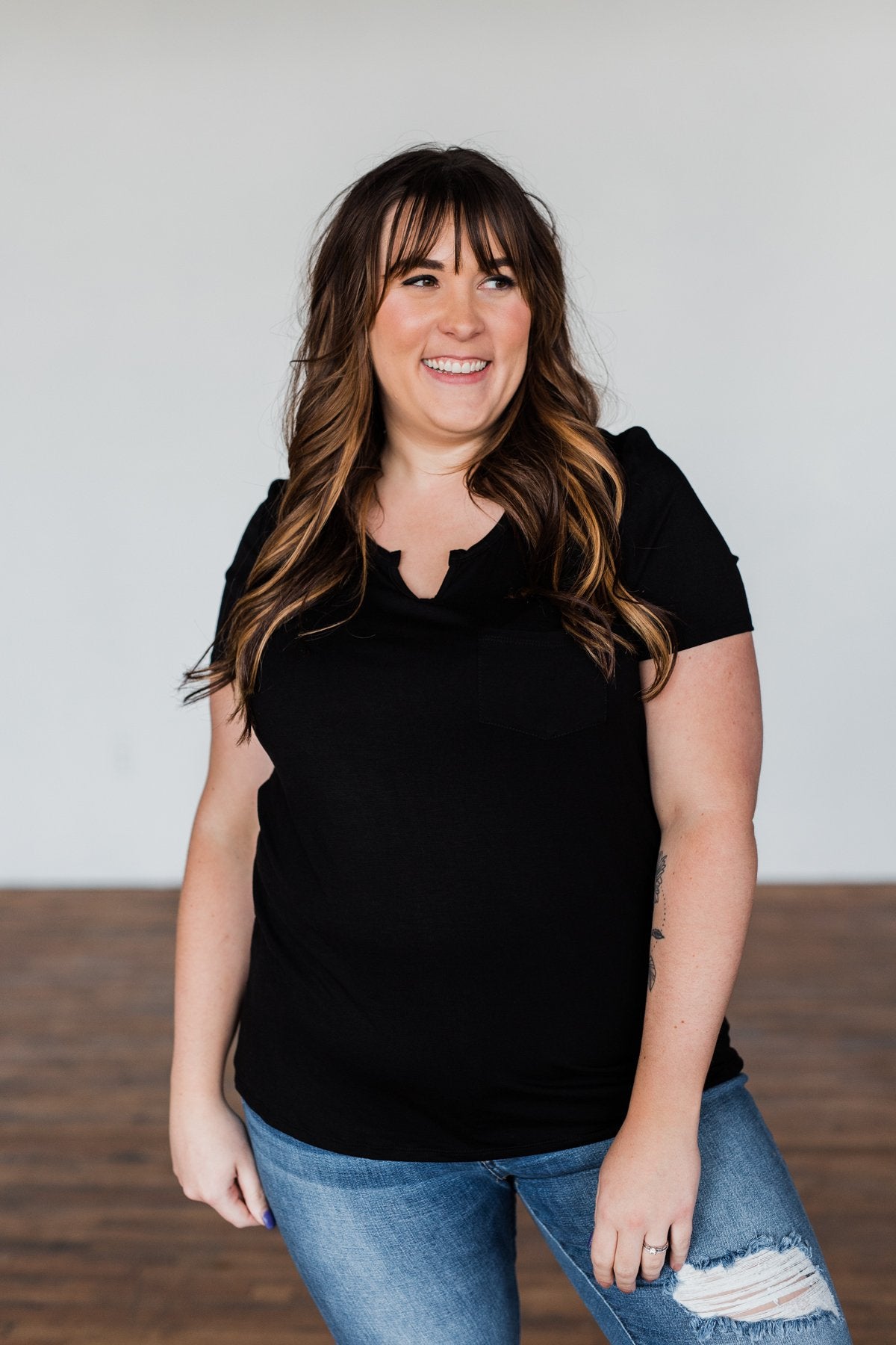 This Is Me Notch Pocket Top- Black