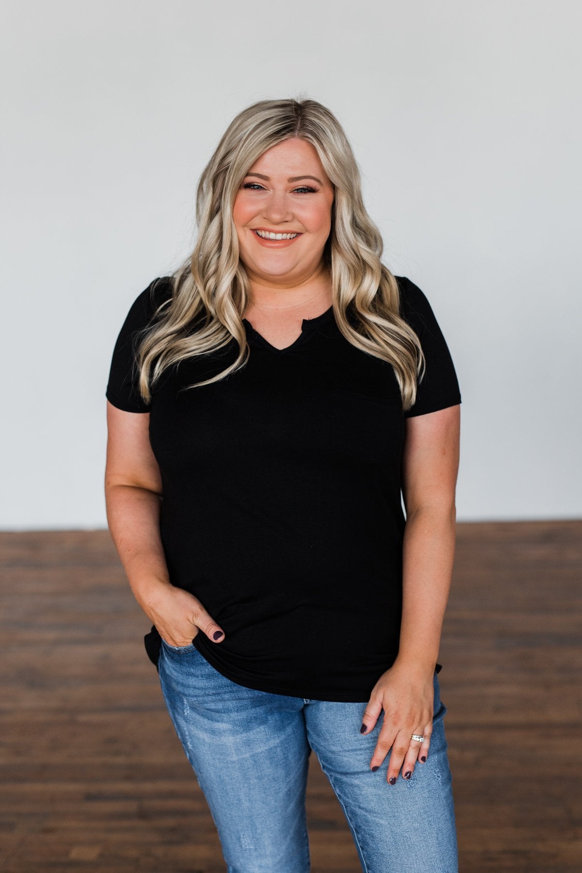 This Is Me Notch Pocket Top- Black