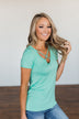 Meet Me Here Short Sleeve Top- Light Seafoam