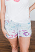 Made To Be Wild Leopard Lounge Shorts- Light Blue