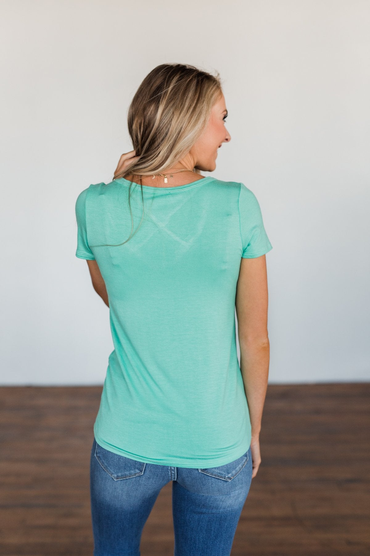 Meet Me Here Short Sleeve Top- Light Seafoam
