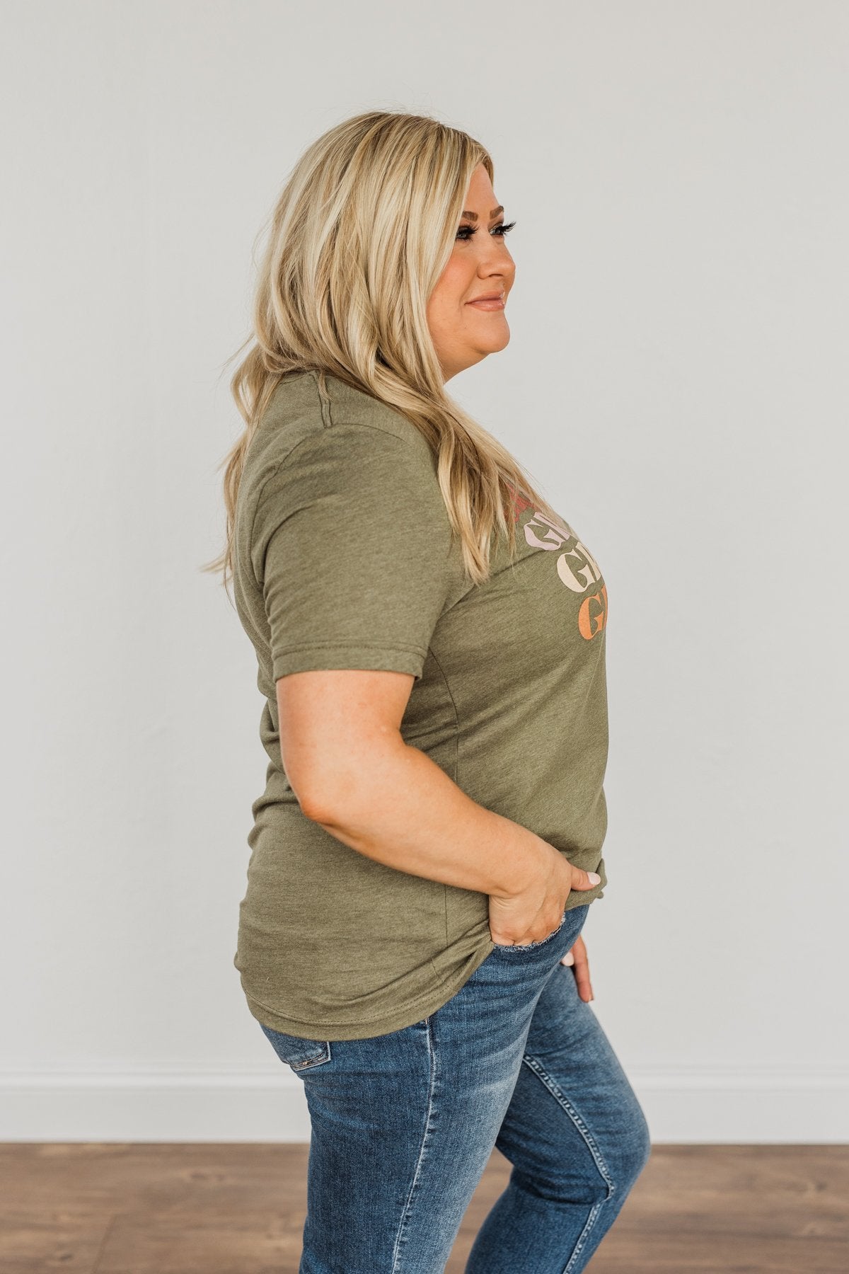 "Grateful" Graphic Tee- Olive