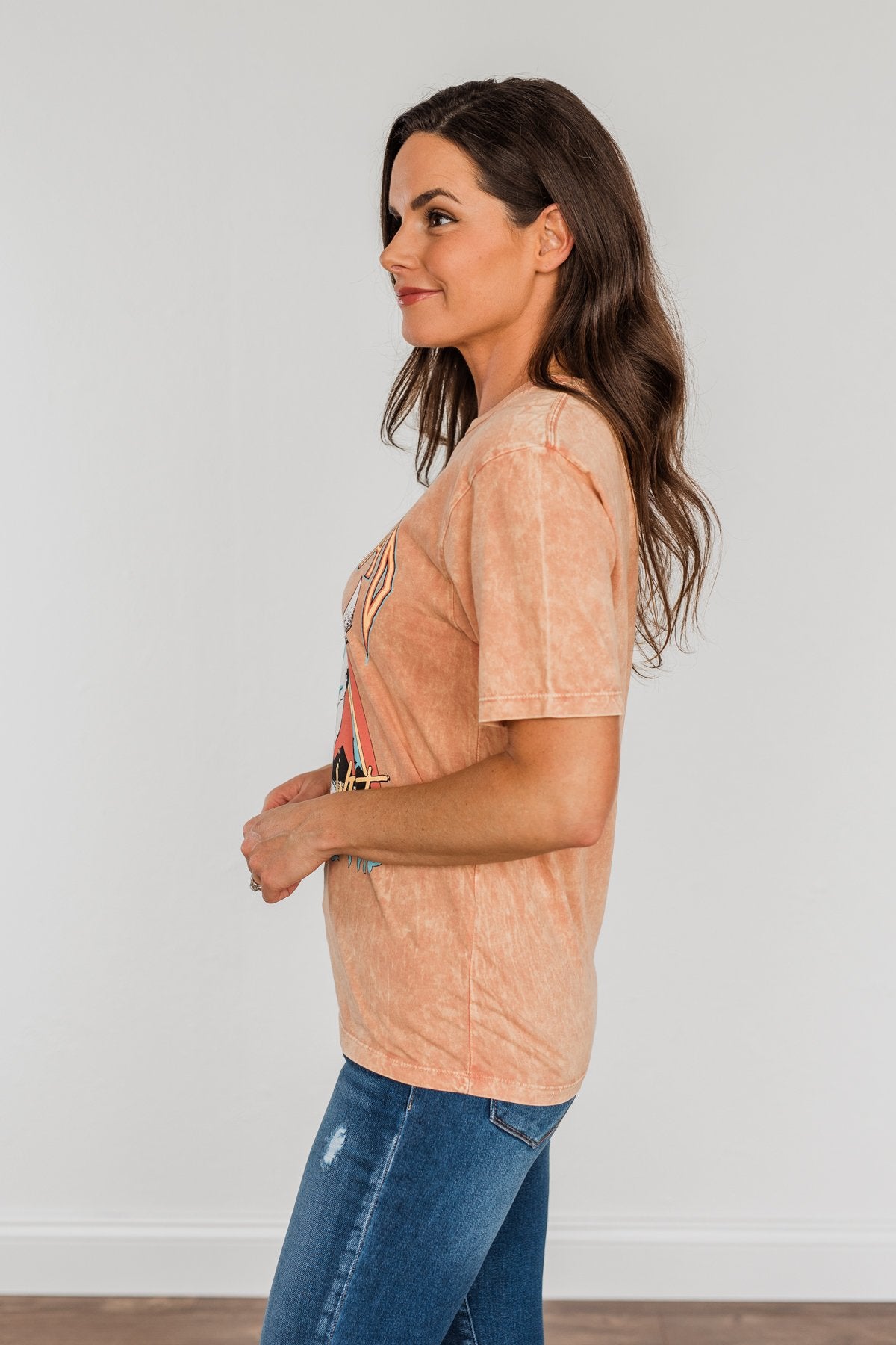 "Desert Road" Colorful Graphic Tee- Dusty Coral