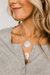2 Tier Textured Figures Pendant Necklace- Silver
