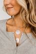 2 Tier Textured Figures Pendant Necklace- Silver