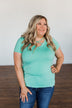 Meet Me Here Short Sleeve Top- Light Seafoam