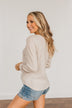 Happy Harvest Waffle Knit Button Top- Oatmeal