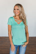 Meet Me Here Short Sleeve Top- Light Seafoam
