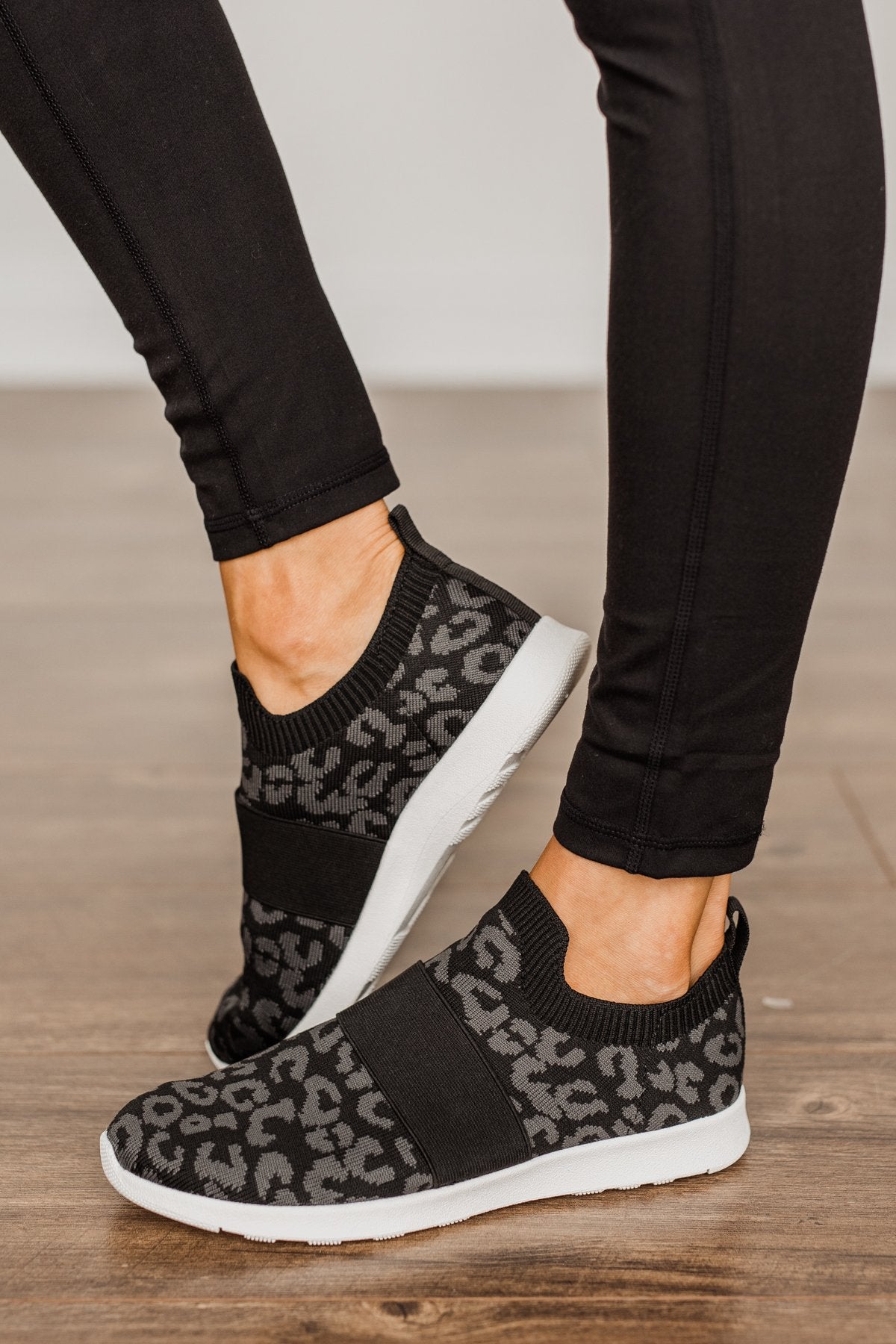 Not Rated Jia Sneakers- Black Leopard Print