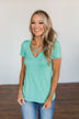 Meet Me Here Short Sleeve Top- Light Seafoam