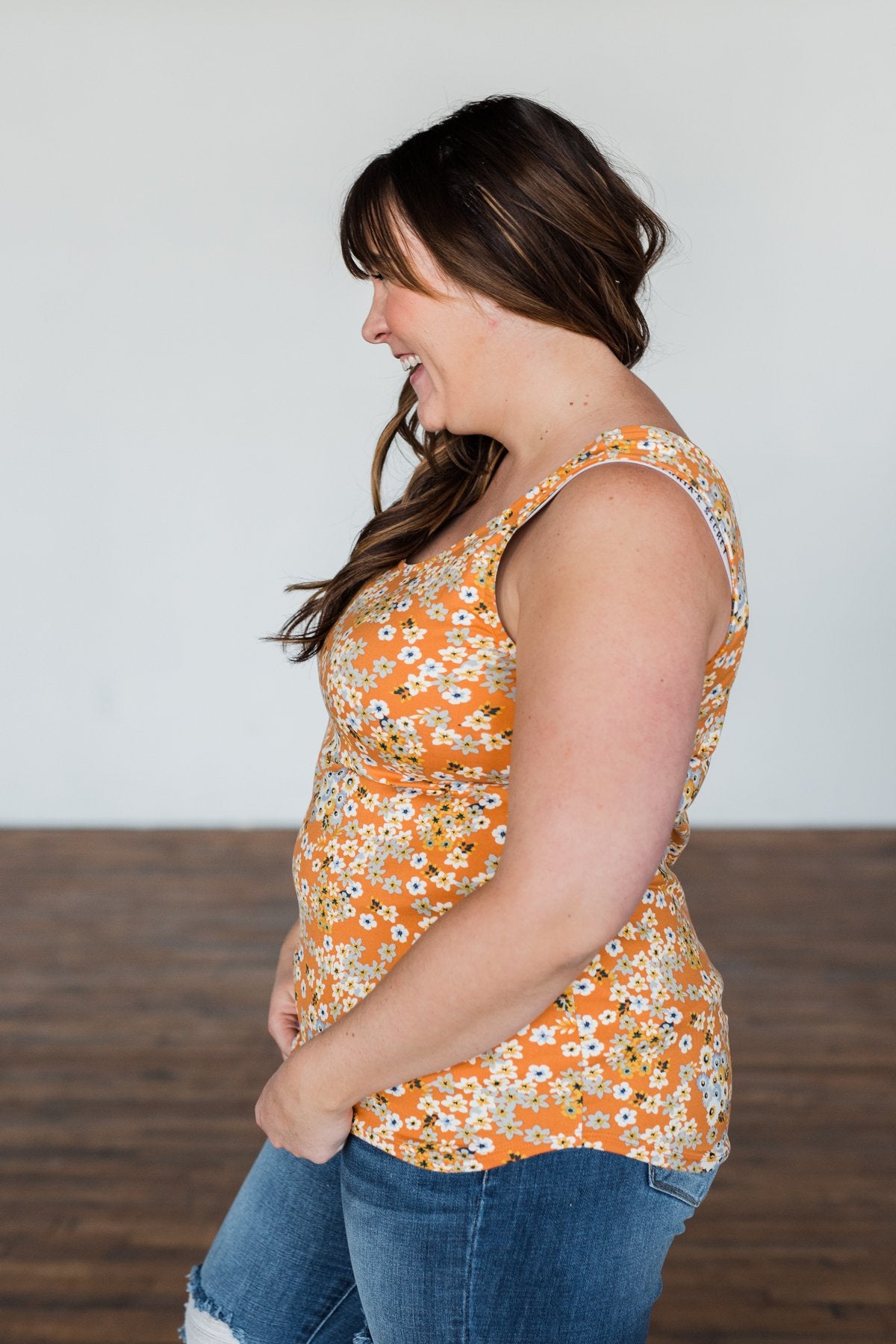 Let's Begin Again Floral Tank Top- Orange