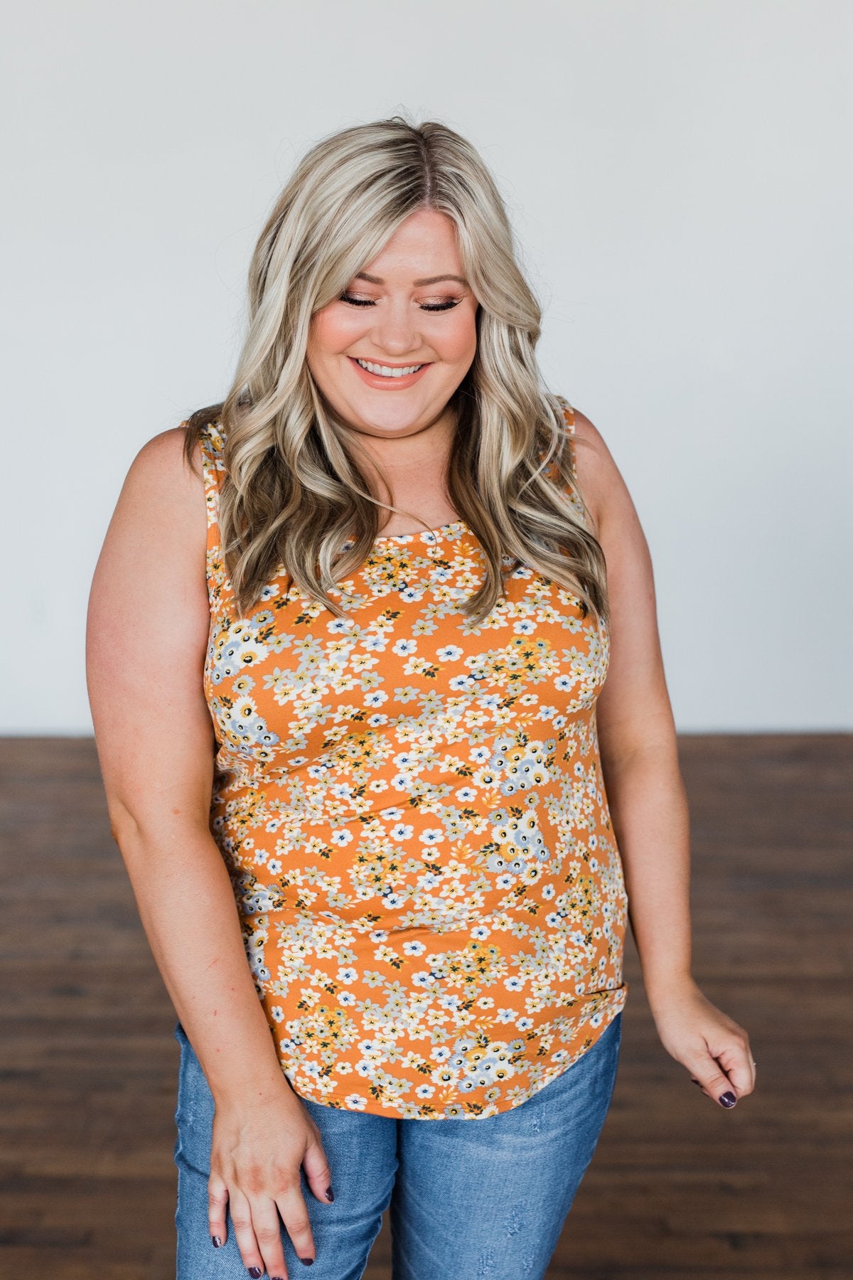 Let's Begin Again Floral Tank Top- Orange
