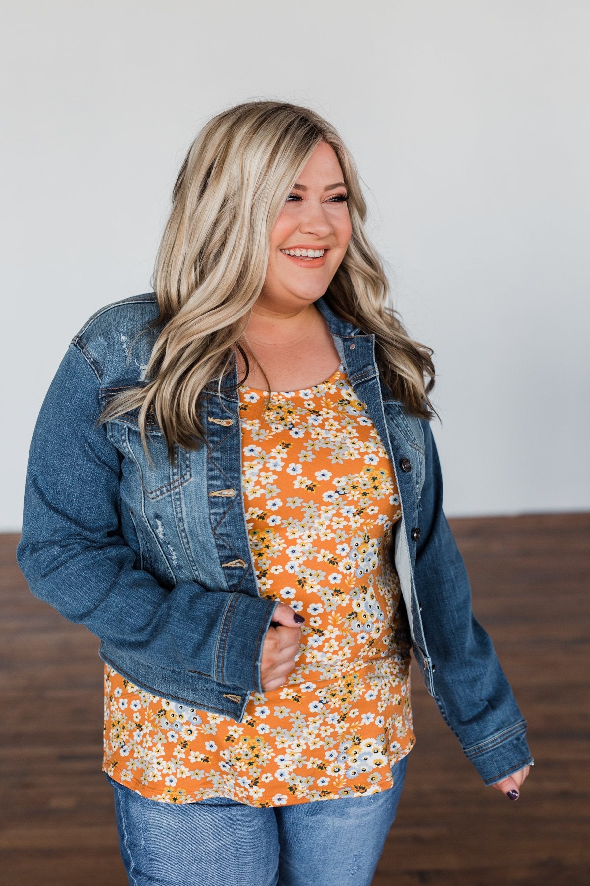 Let's Begin Again Floral Tank Top- Orange