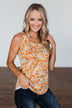 Let's Begin Again Floral Tank Top- Orange