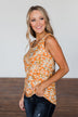 Let's Begin Again Floral Tank Top- Orange