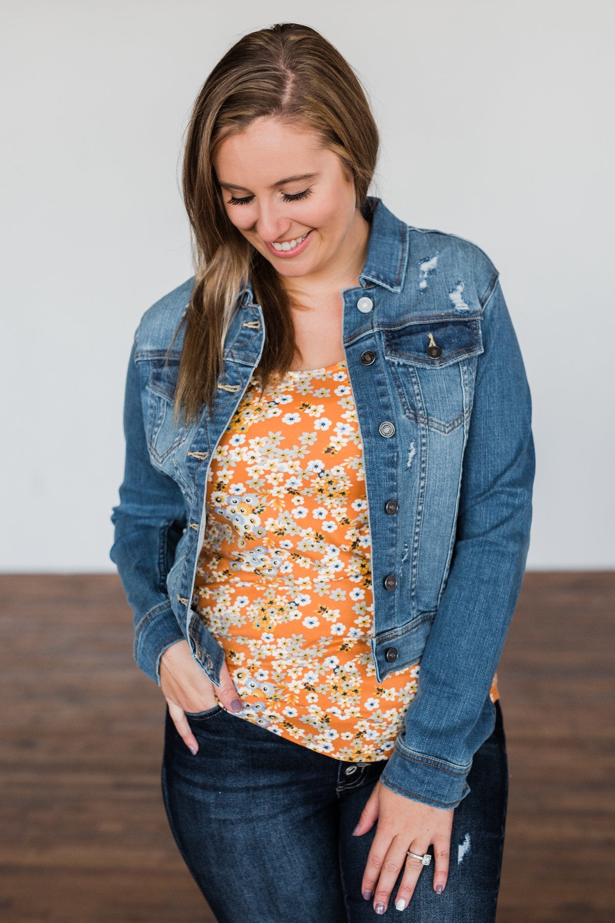 Let's Begin Again Floral Tank Top- Orange
