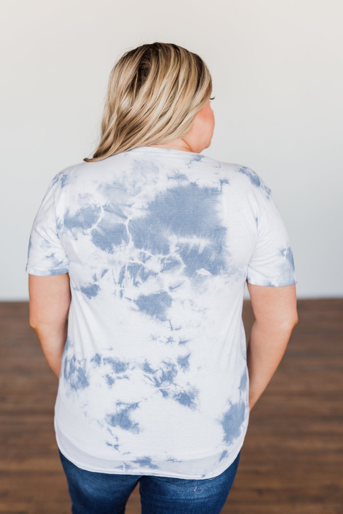 "Happy Camper" Tie Dye Graphic Tee- Navy & Ivory