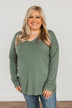 The Best Part V-Neck Sweater- Dusty Jade