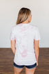 "Happy Camper" Tie Dye Graphic Tee- Pink & Ivory