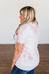 "Happy Camper" Tie Dye Graphic Tee- Pink & Ivory