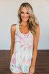 Dancing On My Own Tie Dye Tank Top- Ivory & Multi-Color
