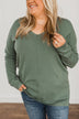 The Best Part V-Neck Sweater- Dusty Jade