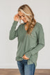 The Best Part V-Neck Sweater- Dusty Jade