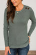 Reasons To Smile Long Sleeve Knit Top- Dusty Jade