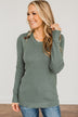 Reasons To Smile Long Sleeve Knit Top- Dusty Jade