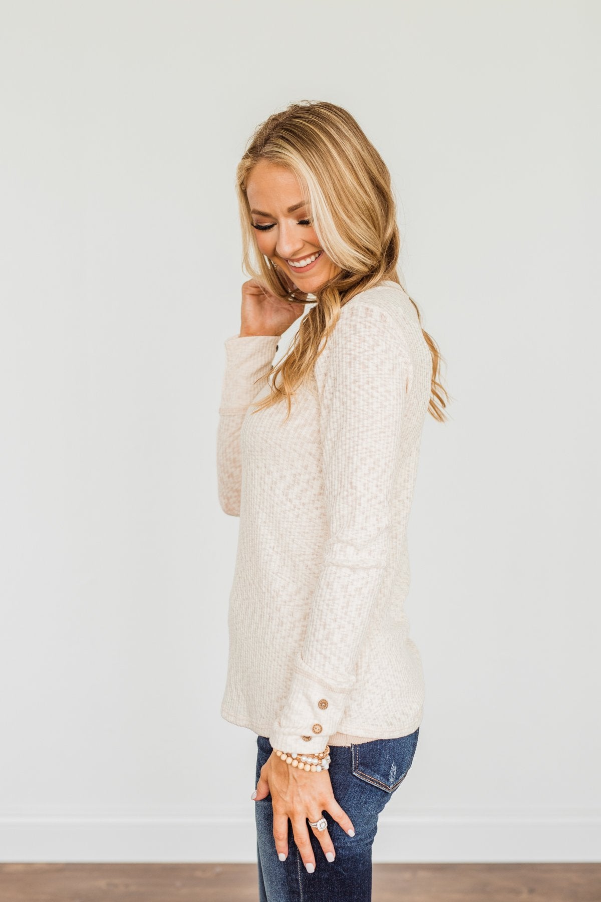 Better Than Ever Long Sleeve Knit Top- Cream