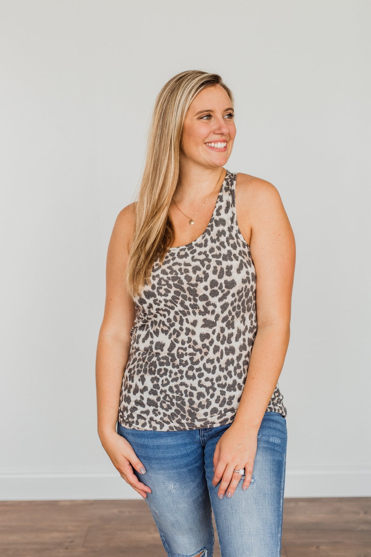 Never Ordinary Leopard Print Tank Top- Light Taupe