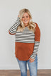 Autumn On My Mind Striped Top- Rust
