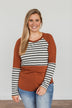 Autumn On My Mind Striped Top- Rust